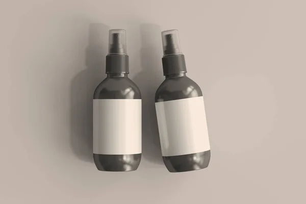 ブランクラベル付き化粧品ボトル3Dレンダリング — ストック写真