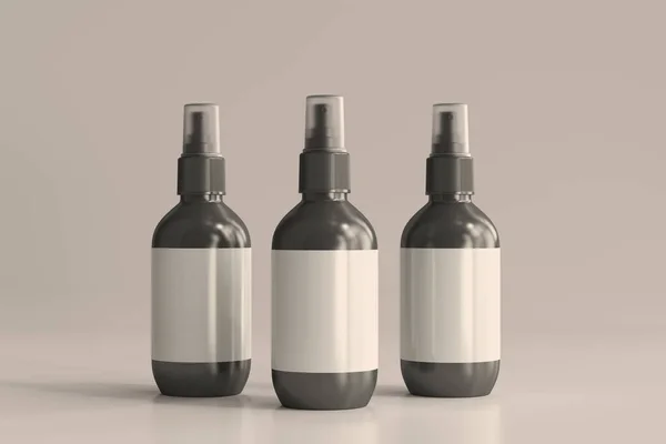 Kosmetiska Flaskor Med Blank Label Rendering — Stockfoto