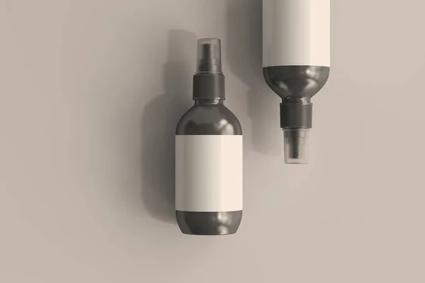ブランクラベル付き化粧品ボトル3Dレンダリング — ストック写真