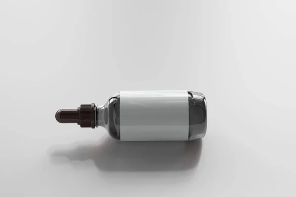 Botella Del Gotero Con Representación Etiqueta Blanco —  Fotos de Stock