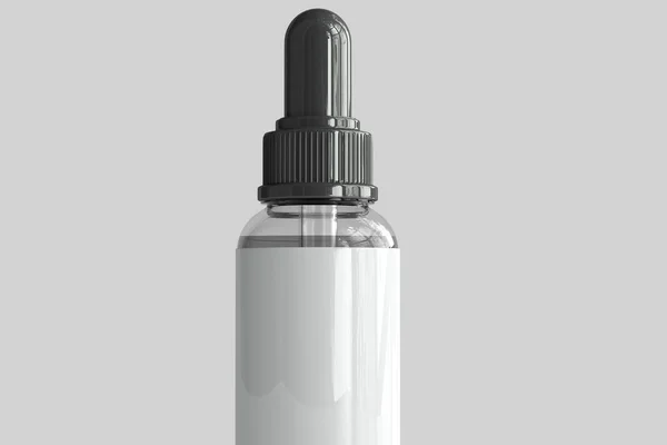 Botella Del Gotero Con Representación Etiqueta Blanco — Foto de Stock