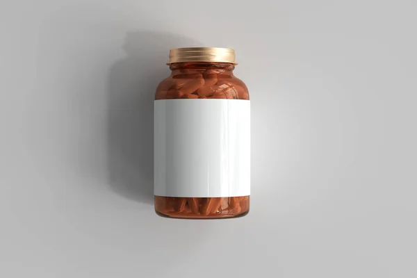 Amber Gyógyszer Tabletták Üveg Renderelés — Stock Fotó