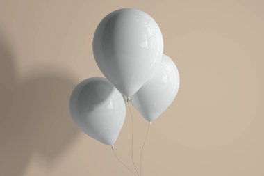 Beyaz Kalp Biçimli Balon 3D Hazırlama