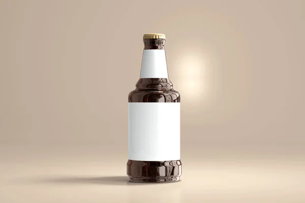 Бутылка Пива Пустой Этикеткой Рендеринг — стоковое фото