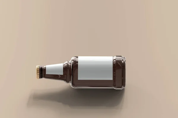 Botella Cerveza Con Etiqueta Vacía Renderizado —  Fotos de Stock