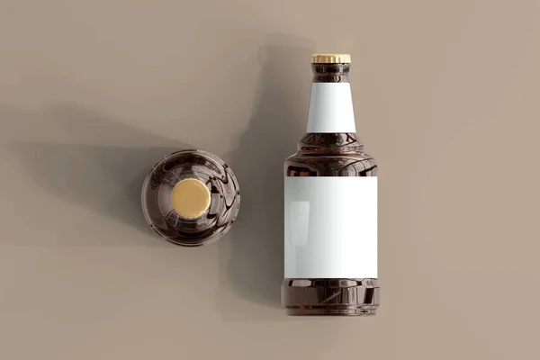 Bierfles Met Leeg Label Rendering — Stockfoto