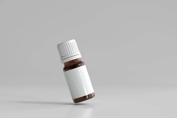 Botella Medicina Vidrio Ámbar Con Etiqueta Vacía —  Fotos de Stock