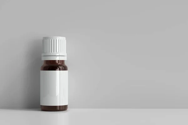 Amber Glass Medicine Fles Met Leeg Label — Stockfoto