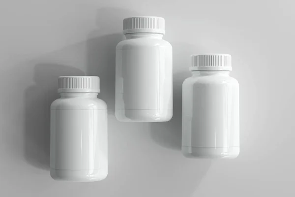 孤立的塑料药瓶3D渲染 — 图库照片