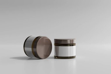 İzole edilmiş Amber Glass Kozmetik kavanozu 3D Hazırlama