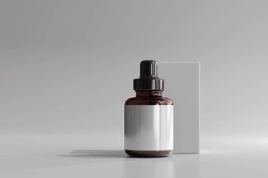 İzole edilmiş Kehribar Cam Düşürücü Şişe 3D Hazırlama