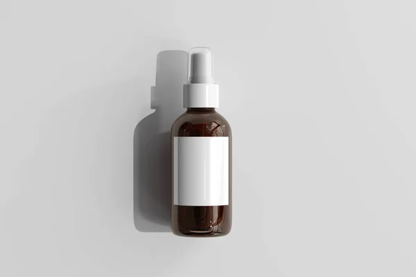 Geïsoleerde Amber Glass Cosmetic Spray Bottle Rendering — Stockfoto