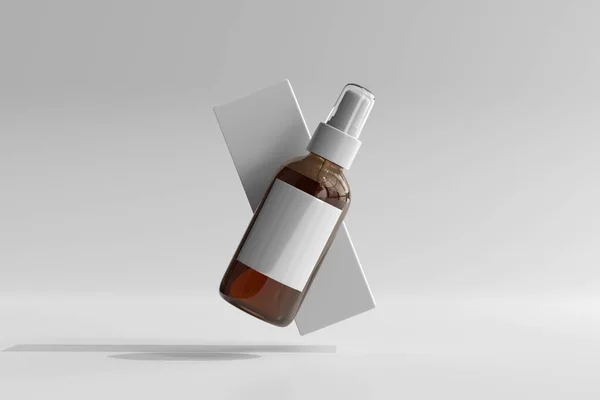 Geïsoleerde Amber Glass Cosmetic Spray Bottle Rendering — Stockfoto