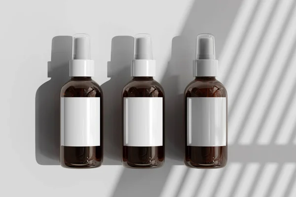 Geïsoleerde Amber Glass Cosmetic Spray Bottle Rendering — Stockfoto