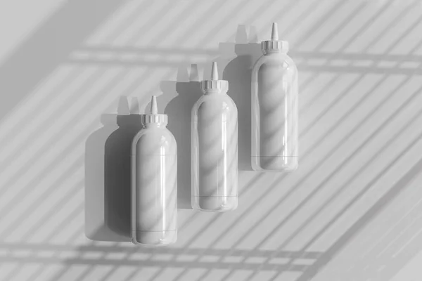 Garrafa Aperto Isolado Plástico Sauce3D Renderização — Fotografia de Stock