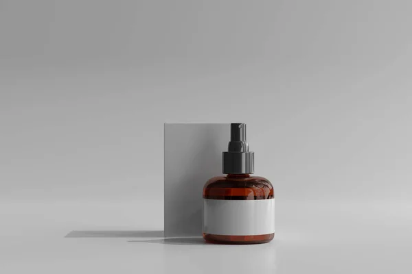 Spray Cosmetico Isolato Vetro Ambrato Bottiglia Rendering — Foto Stock