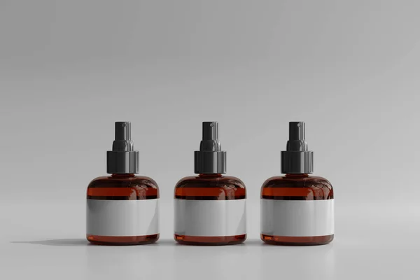 Geïsoleerde Amber Glass Cosmetic Spray Bottle Rendering — Stockfoto