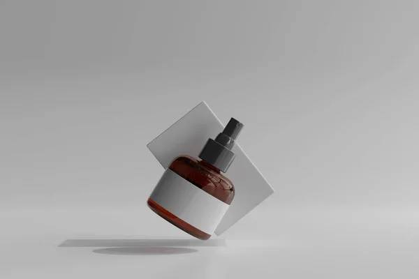 Geïsoleerde Amber Glass Cosmetic Spray Bottle Rendering — Stockfoto