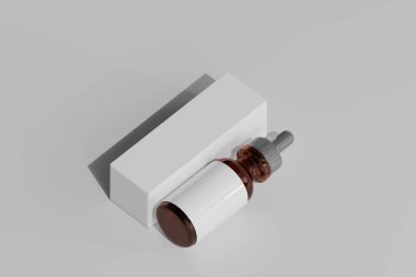 İzole edilmiş Kehribar Cam Düşürücü Şişe 3D Hazırlama