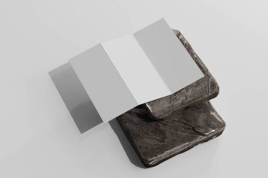 İzole edilmiş DL Boyutu Üç Katlı Broşür 3B Hazırlama