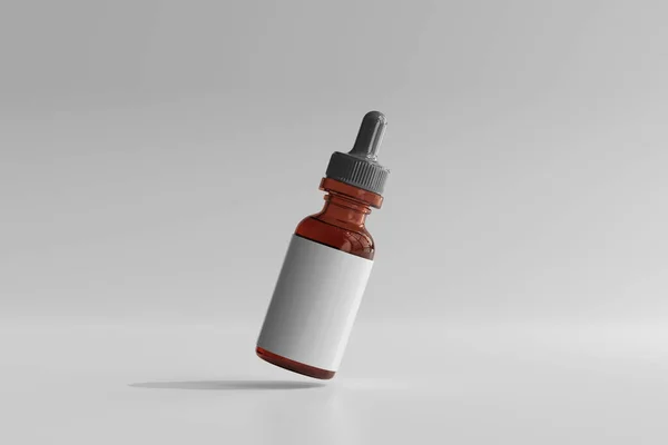 Isolato Bottiglia Vetro Ambra Dropper Rendering — Foto Stock