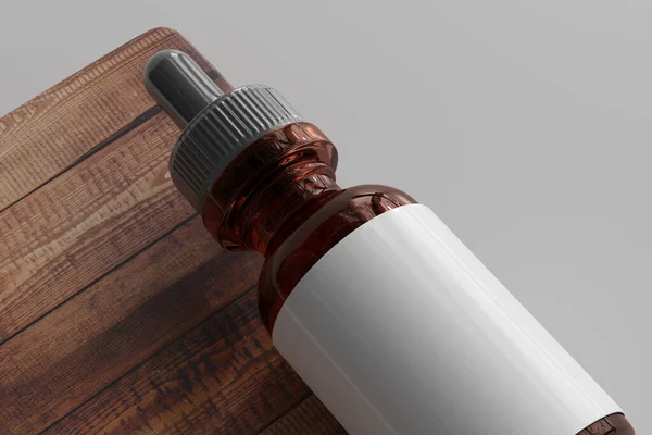 Isolated Amber Glass Dropper Bottle Rendering — Stock Photo, Image