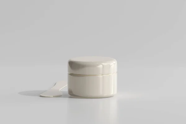 Vaso Cosmetico Isolato Con Etichetta Trasparente Rendering — Foto Stock