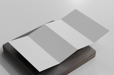 İzole edilmiş DL Boyutu Dört Katlı Broşür 3B Hazırlama