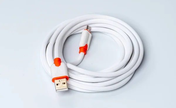 Cable Usb Blanco Aislado — Foto de Stock