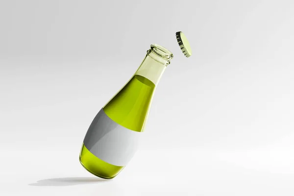 Garrafa Bebida Vidro Com Etiqueta Vazia — Fotografia de Stock
