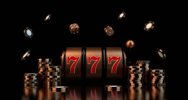 Conceito Jogo Com Dados Fichas Casino Slot Renderização — Fotografia de Stock