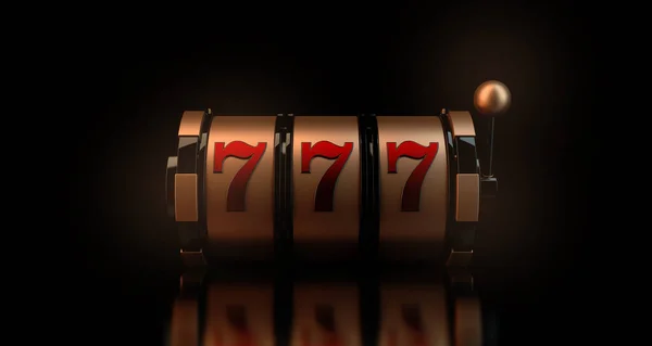 Kumar konsepti. Kumar makinesi şanslı 777. Vegas Kumarhanesi 'nde oyna. Kumarda iyi şanslar. 3d oluşturma.