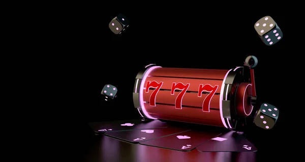 Şanslı 777 Slot Makinesi Iskambil Zar Oyunu Vegas Kumarhane Oyunu — Stok fotoğraf