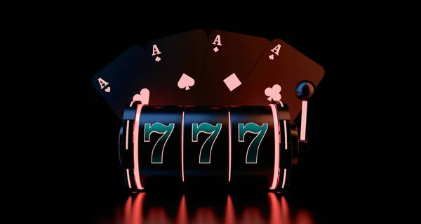 Lucky Sju 777 Spelmaskin Spela Kort Och Tärningar Vegas Kasinospel — Stockfoto