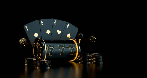 Suerte Siete 777 Máquina Tragaperras Jugando Las Cartas Dados Vegas — Foto de Stock