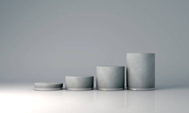 Podyum, kaide veya platform, kozmetik ürünlerin sunumu için arka plan. Üç boyutlu podyum. Ad.3D için podyum geometrisinin elementlerle birleştirilmesi. Ürün sunumu boş podyum.