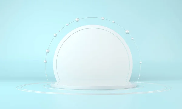 Podyum, kaide veya platform, kozmetik ürünlerin sunumu için arka plan. Üç boyutlu podyum. Ad.3D için podyum geometrisinin elementlerle birleştirilmesi. Ürün sunumu boş podyum.