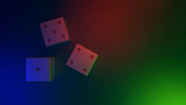 蓝色背景的赌场骰子赌博 3D渲染 — 图库照片
