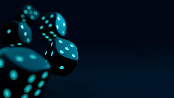 Casino Würfel Auf Blauem Hintergrund Glücksspiel Darstellung — Stockfoto