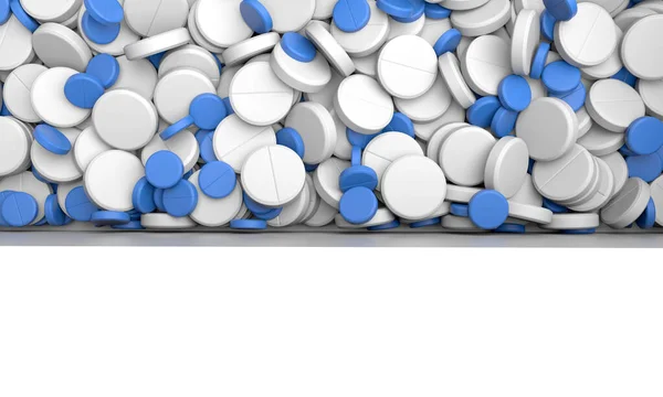 Pilules Bleues Blanches Médicaments Sur Fond Vue Dessus Sur Les — Photo
