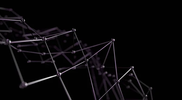 Абстрактна Чорна Наука Фон Структура Мережевого Єднання Абстрактна Нанотехнологія Геометричної — стокове фото