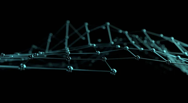 Soyut siyah bilim 3 boyutlu arka plan. Ağ bağlantısı yapısı. Soyut nanoteknoloji geometrik şekli yakın plan, atomik yapı kavramı. 3d oluşturma.