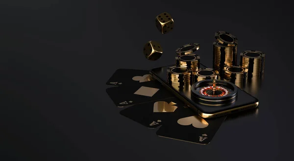 Kasino Roulette Spelkort Kasino Roulette Chips Och Craps Vegas Kasinospel — Stockfoto