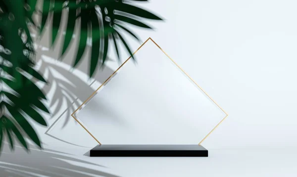 Podyum, kaide veya platform, kozmetik ürünlerin sunumu için arka plan. Üç boyutlu podyum. Reklamlar için yer. 3 boyutlu görüntüleme. Ürün sunumu boş podyum.
