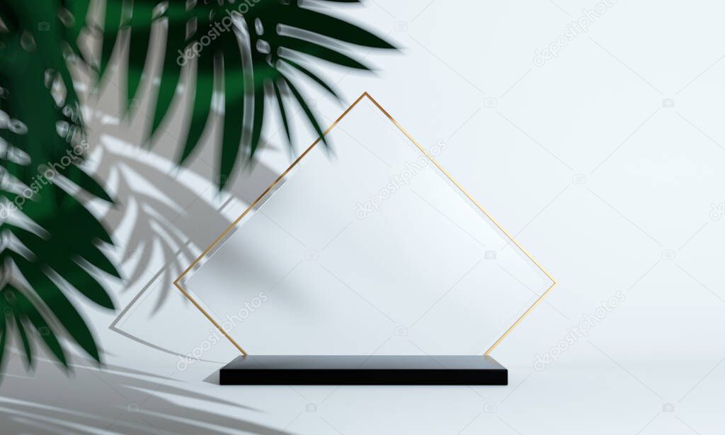 Podium, pedestal or platform, background for the presentation of cosmetic products. 3d podium. Place for ads. 3D rendering. Product presentation blank podium.