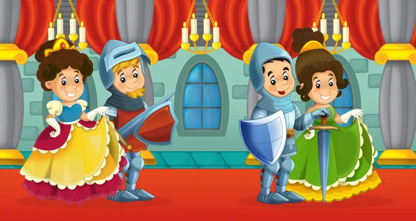 Γελοιογραφία σκηνή με ιππότης και κυρία — Φωτογραφία Αρχείου