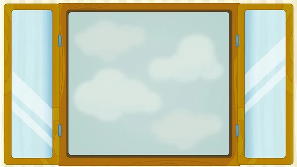 Kreslené scény s počasím v okně - mlha — Stock fotografie