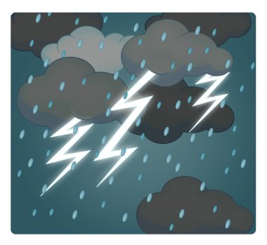 Hava - storm - gök gürültüsü ile çizgi film sahne