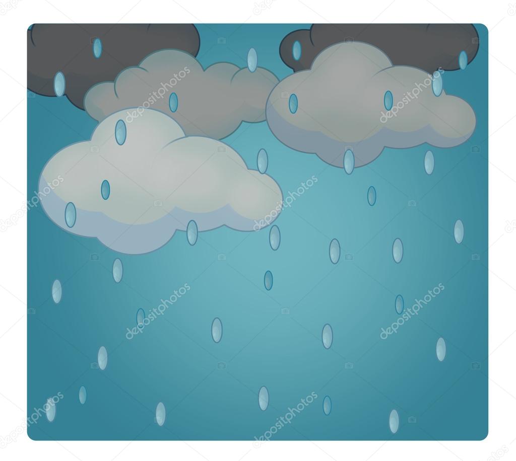 Cartoon scene with weather - rainy