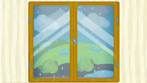 Wetter im Fenster - regnerisch - stürmisch — Stockfoto